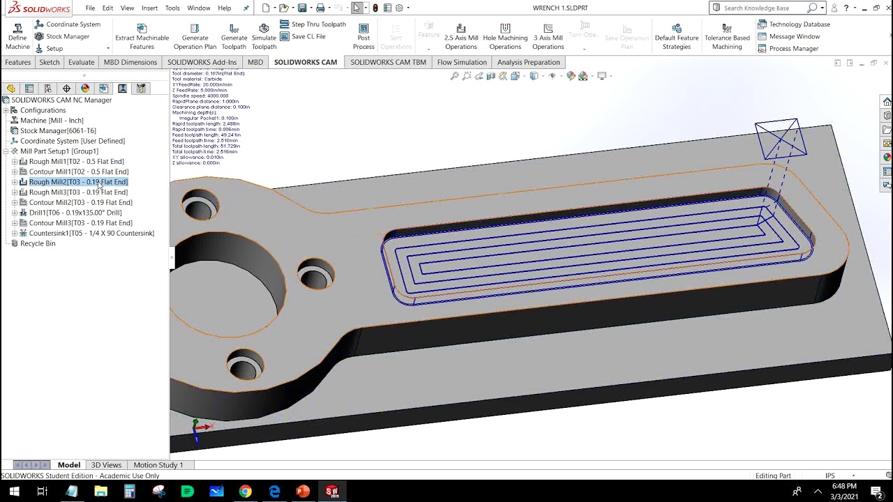 SOLIDWORKS CAM: TOOL CHANGES AND ADDING TOOL PATHS