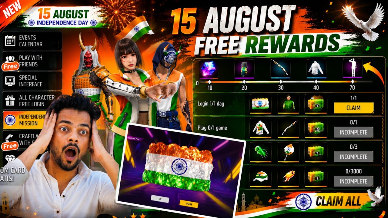 How To Get Free Bundle 15 August Event 2026🎁 Independence Day Free Rewards & Bundles | Free Fire 