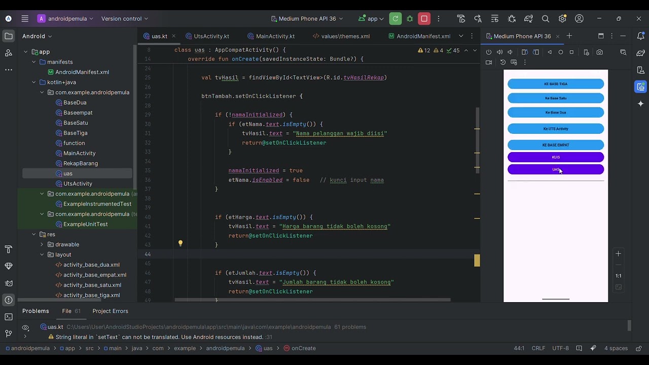 Tugas UAS  mk teknologi mobile (ANDROID STUDIO)