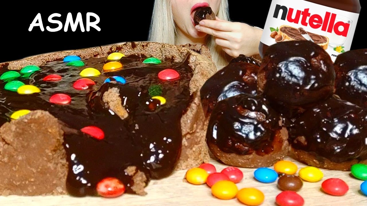 ASMR | NUTELLA M&M COOKIE PIE | Eating Sounds Nusha ASMR