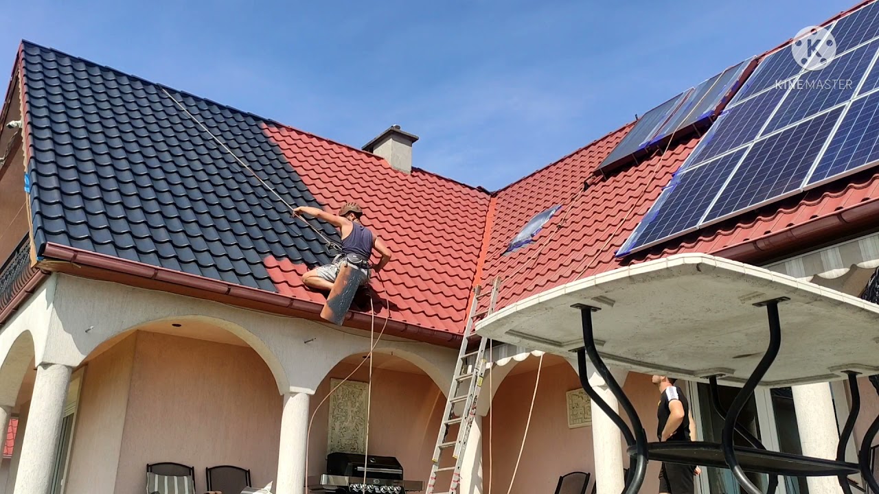 Jak pomalować dach? Malowanie natryskowe dach&oacute;wki betonowej | Bolesławiec | Dolny Śląsk | ALPINKOS