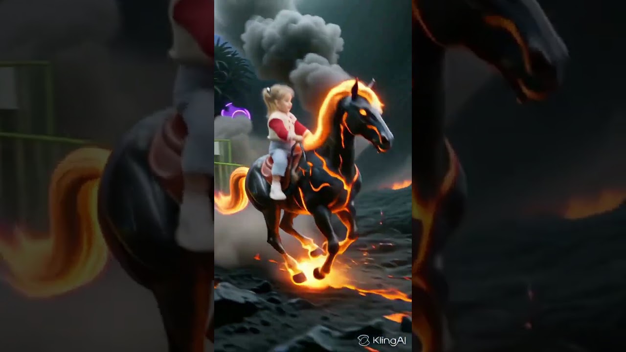 Cute Little Girl Riding a Volcano Horse 🌋🐴✨ | Funny Baby Shorts