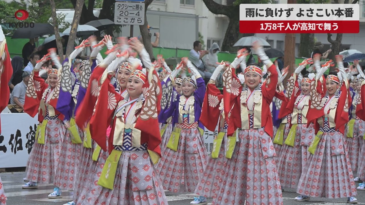 【速報】雨に負けず、よさこい本番 1万8千人が高知で舞う