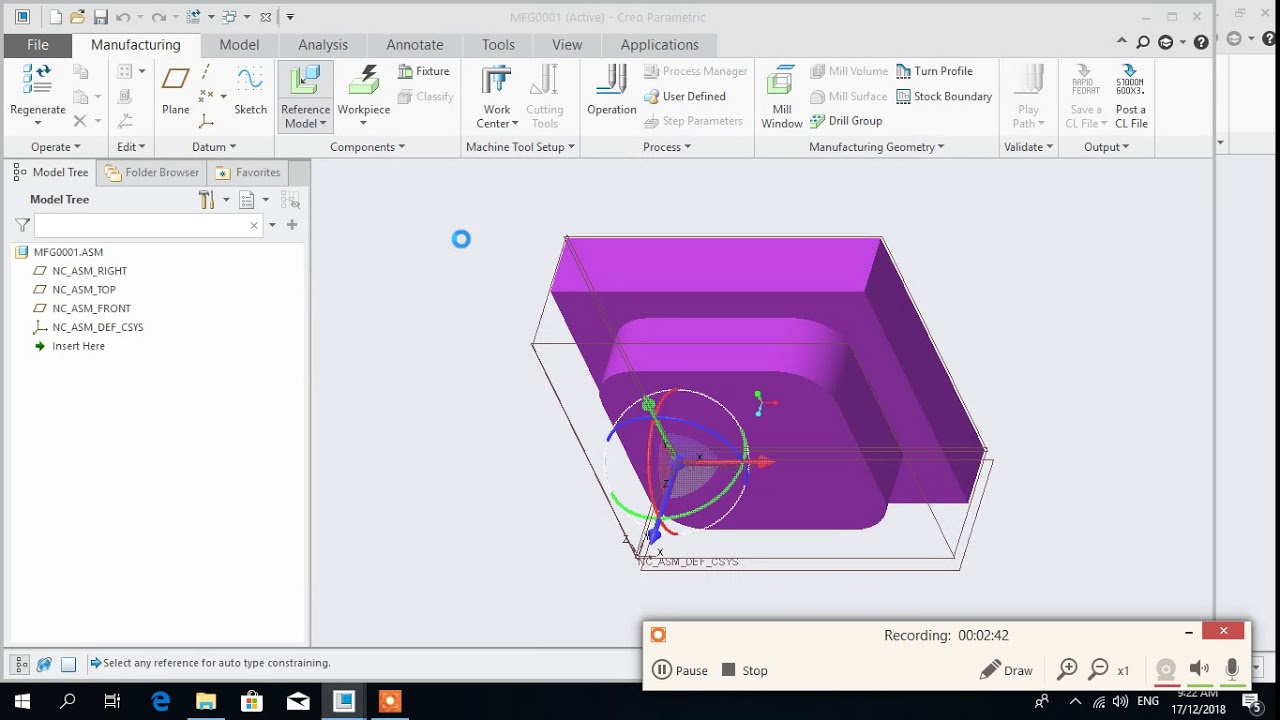 Creo's Lab 13 Face milling, Profile milling and Pocket Milling  part 1
