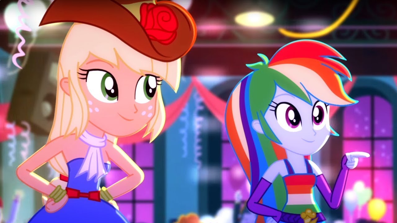 Equestria Girls Applejack New Cute Hairstyle by Rainbow Dash Video Game with MLPEG