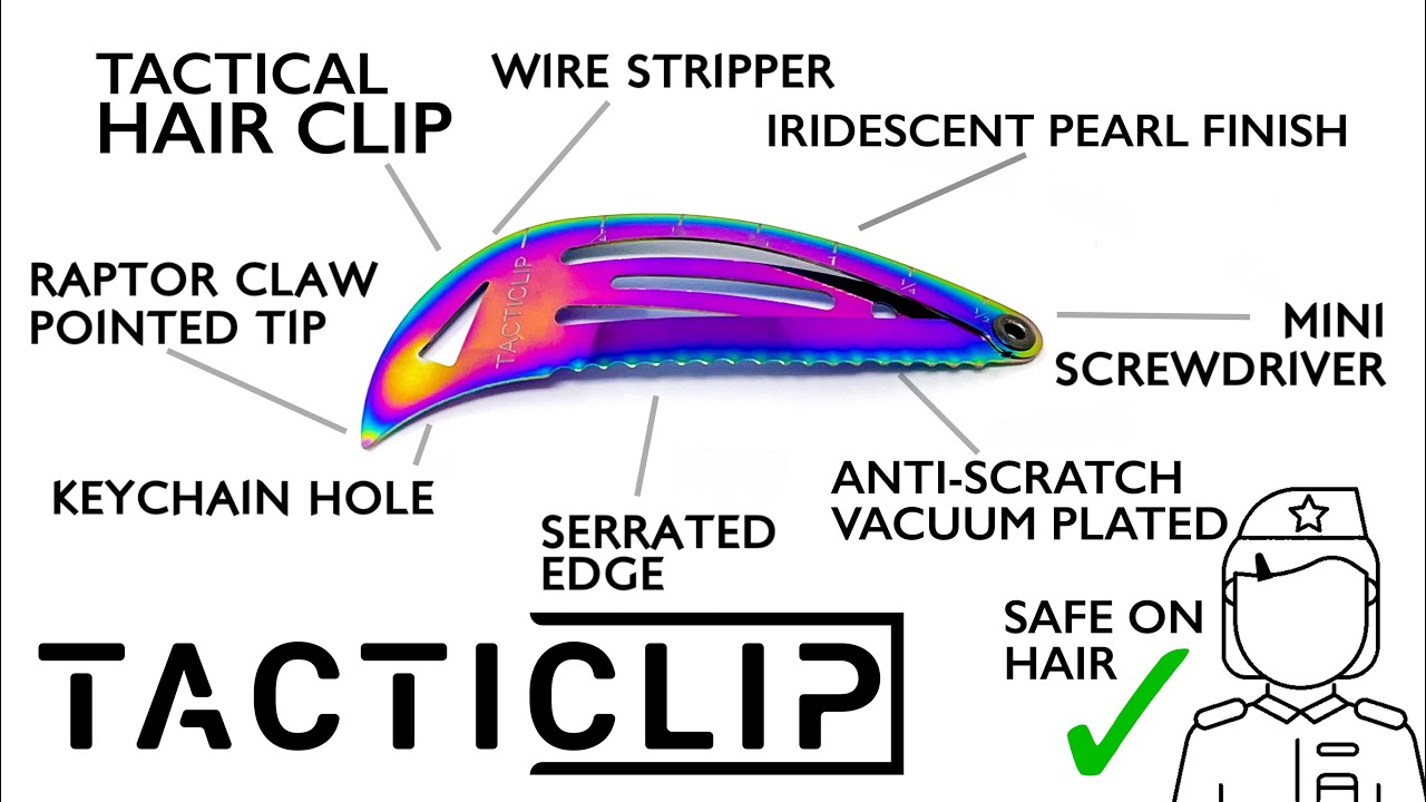 ★★★★★ Multitool Tactical Hair Clip - Iridescent Tacticlip - Kickstarter, Rainbow Multi tool Snap