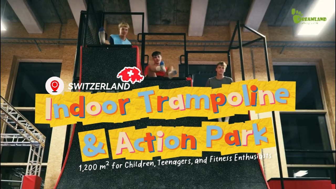 1,200㎡ Indoor Trampoline Park in Switzerland 🇨🇭 | Factory-to-Fun Transformation