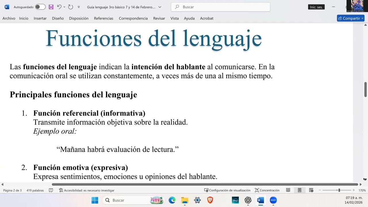 Clase de Lenguaje 3ro Básico 14 de Febrero