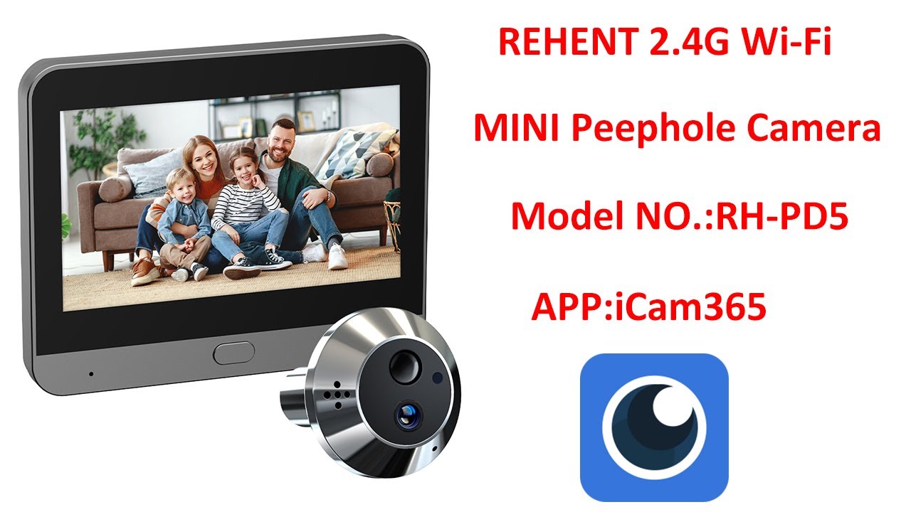 REHENT RH-PD5 Mini 2-Way-Talk iCam365 APP Doorbell Peephole Camera Install and APP Connection