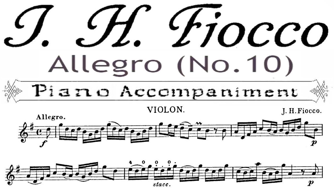 Fiocco - Allegro in G Major | Piano Accompaniment