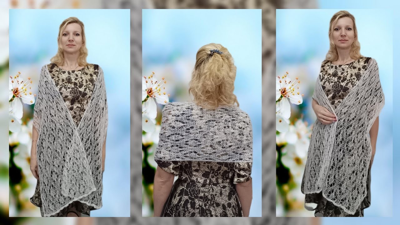 Воздушный палантин из мохера/ Всего 33 г/ МК🧶