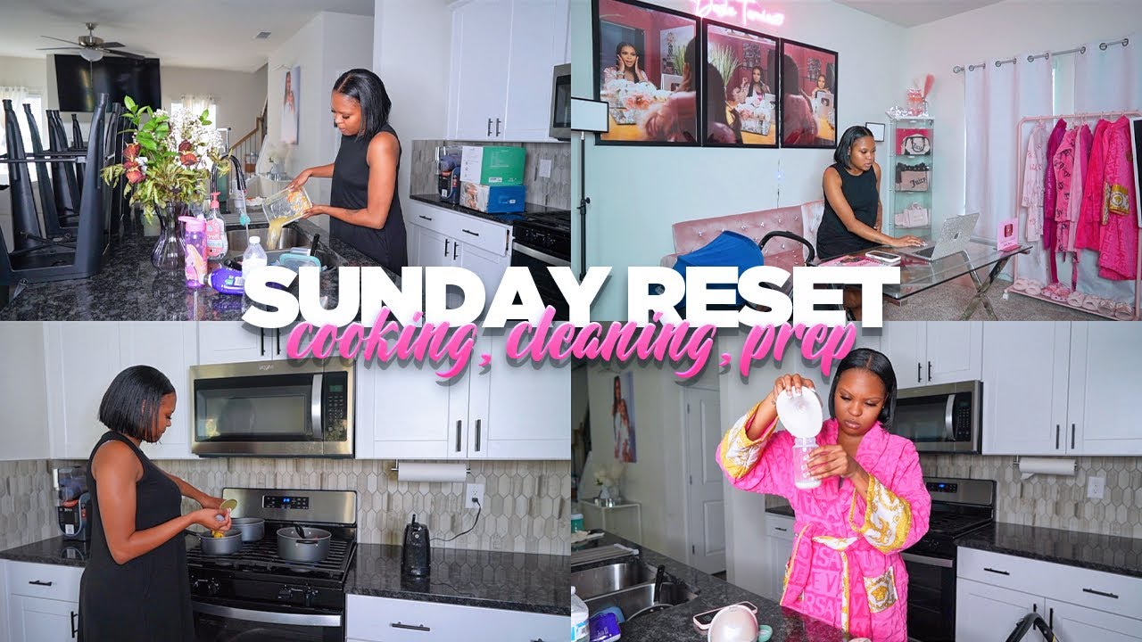SUNDAY RESET: cleaning, cooking, planning content, groceries, mom life,  at home worshipping ♡