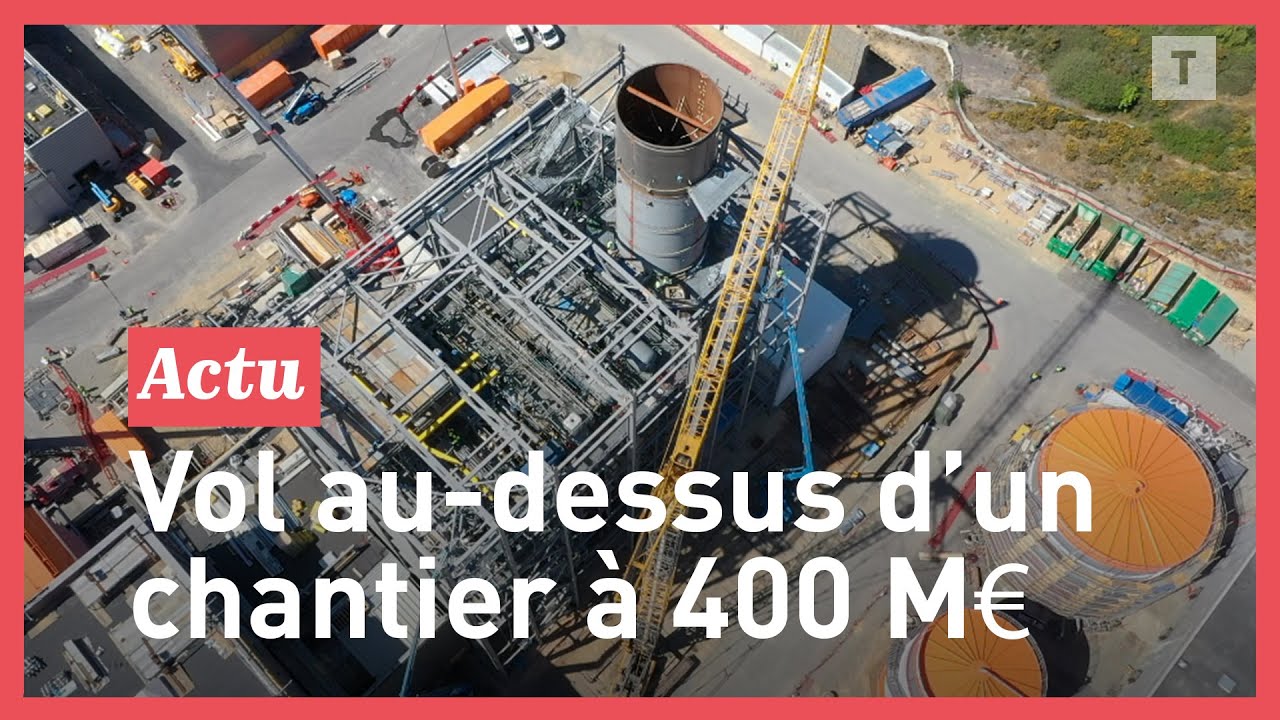 On filme au drone l'énorme chantier de la centrale à gaz de Landivisiau