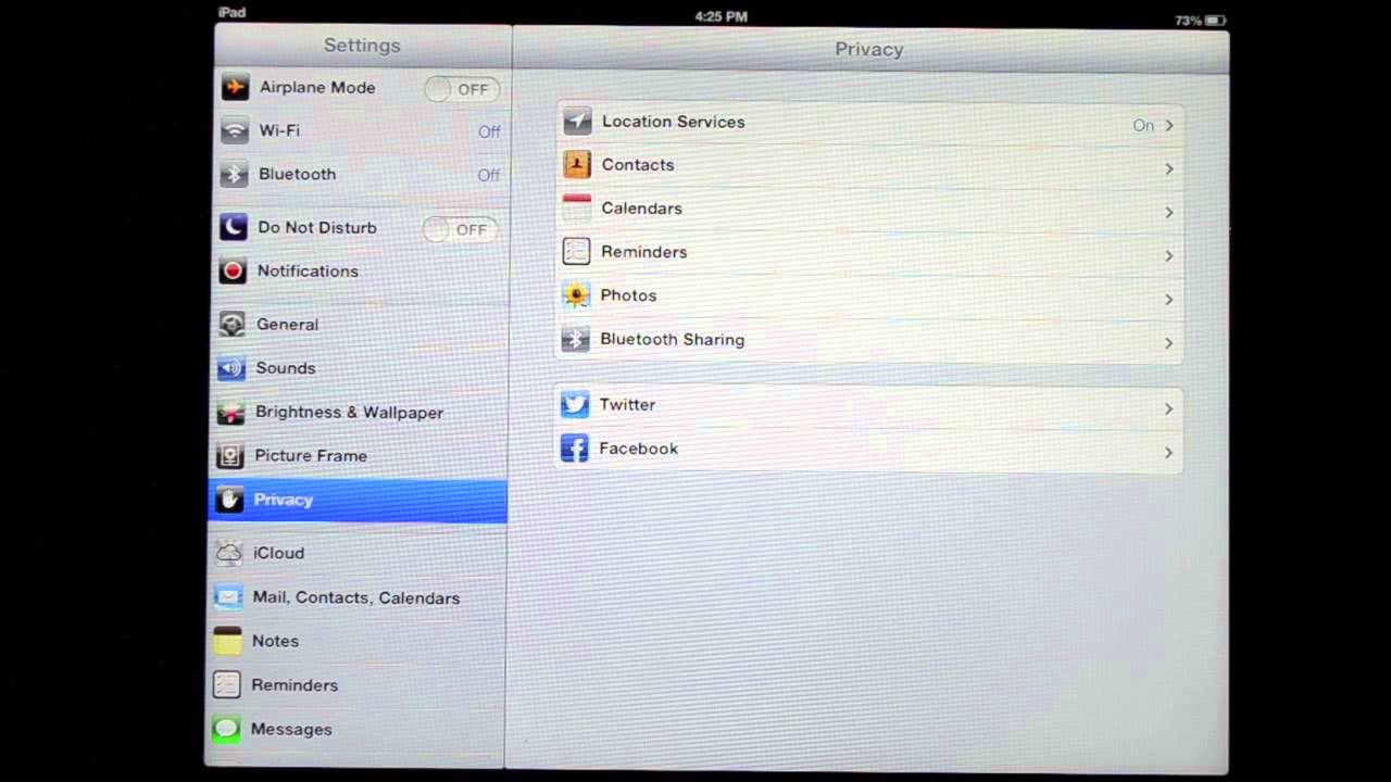 ipad training  settings   privacy