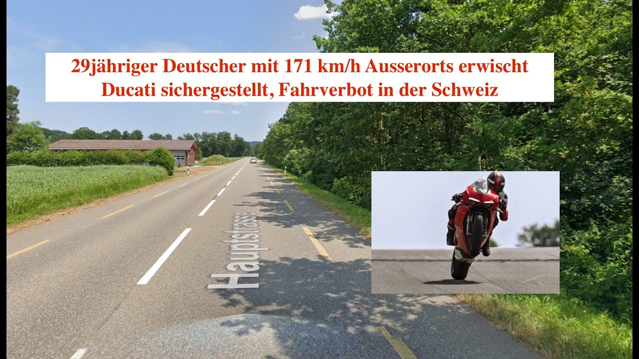 29-jähriger Deutscher mit 171 km/h Ausserorts (Tempo 80ig) erwischt,  Ducati weg!!