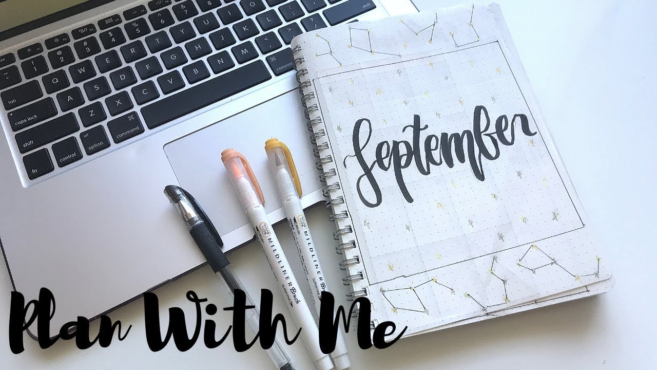 PLAN WITH ME | September 2019 Bullet Journal Spread | Constellation/Stars | StudyWithKiki