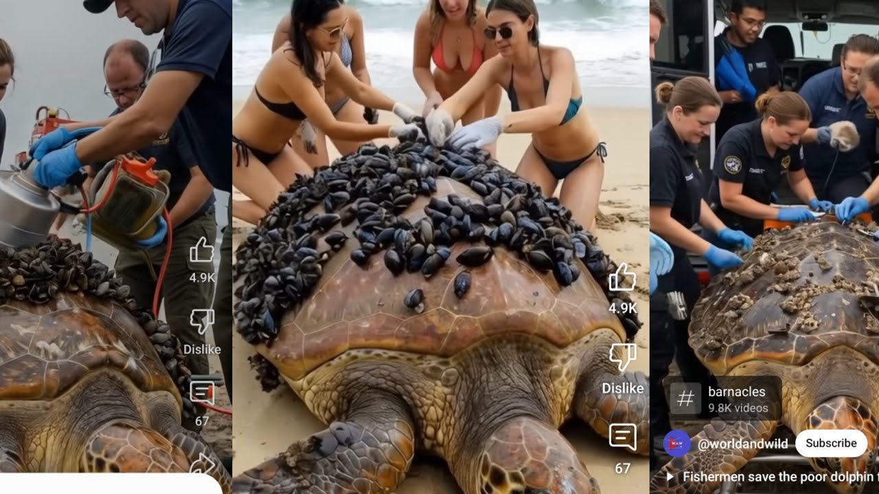 Saving a Turtle Covered in Barnacles | Ocean Rescue 🙏🏿❤️