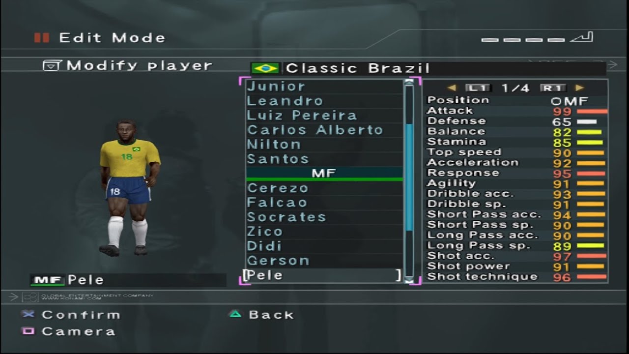 PES 3 - Brasil Clássico - Stats - PS2