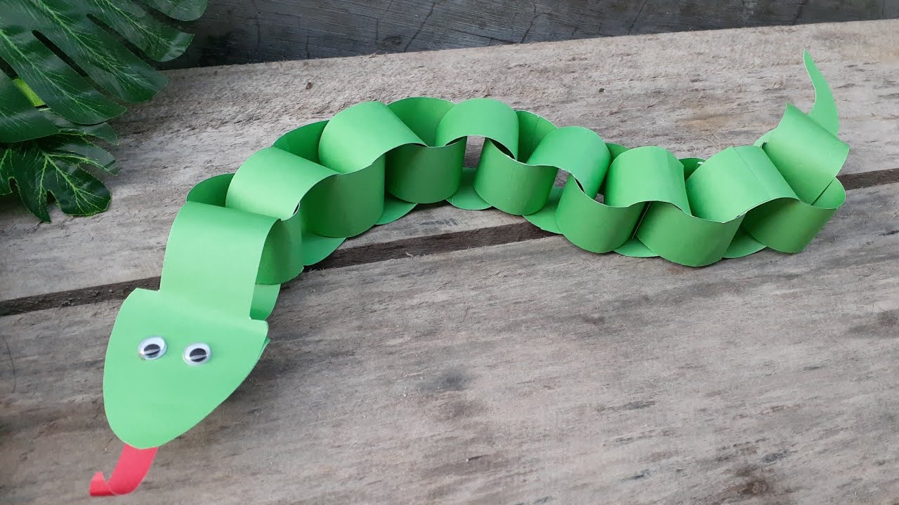 cara membuat ular dari kertas ||  how to make a snake out of paper || ide kegiatan tema binatang