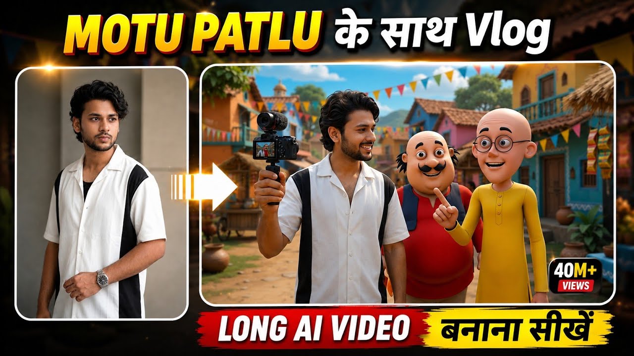 Motu Patlu Ke Sath Ai Video Kaise Banaen | Motu Patlu Ai Vlog Kaise Banaye | Gemini Ai Full Tutorial