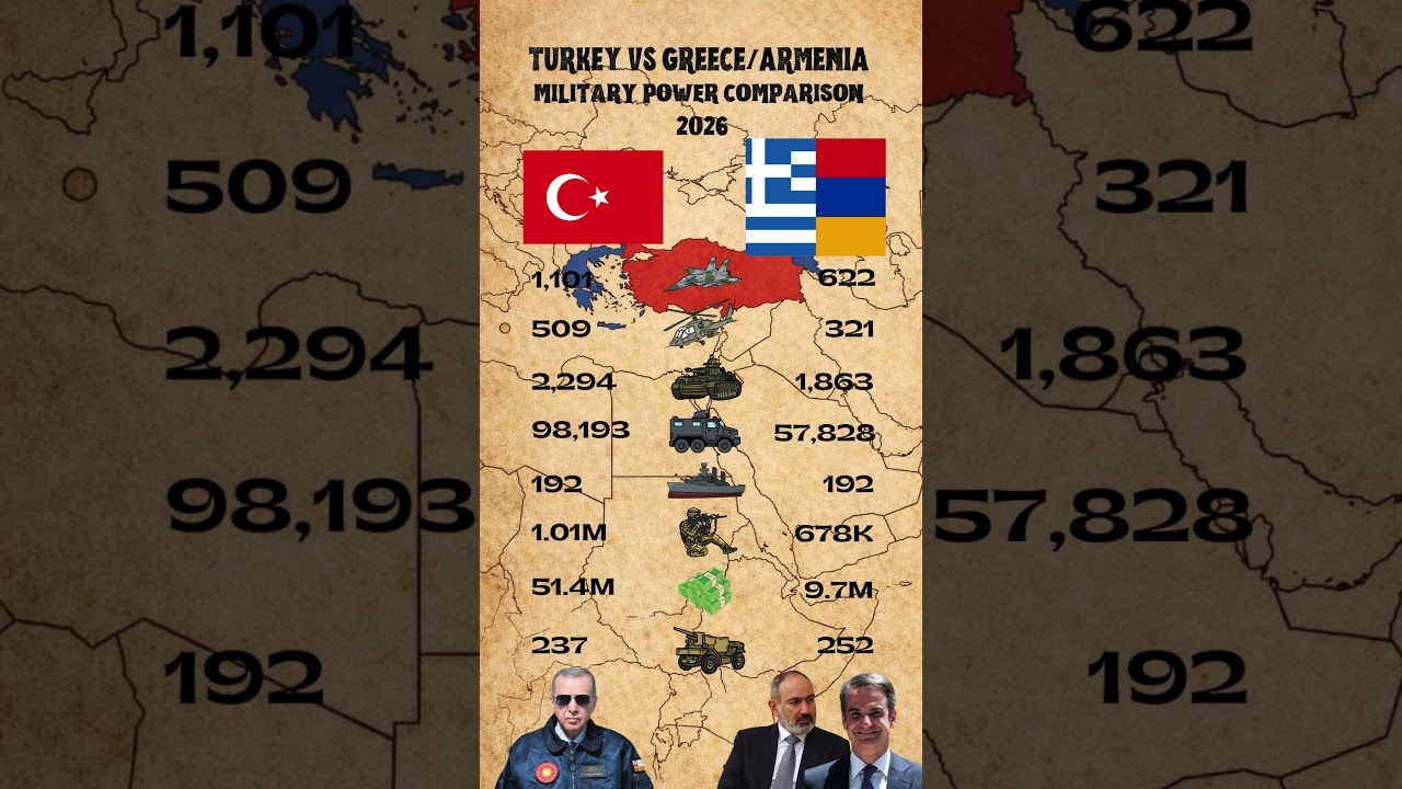 Turkey vs Greece/Armenia Military Power Comparison 2026