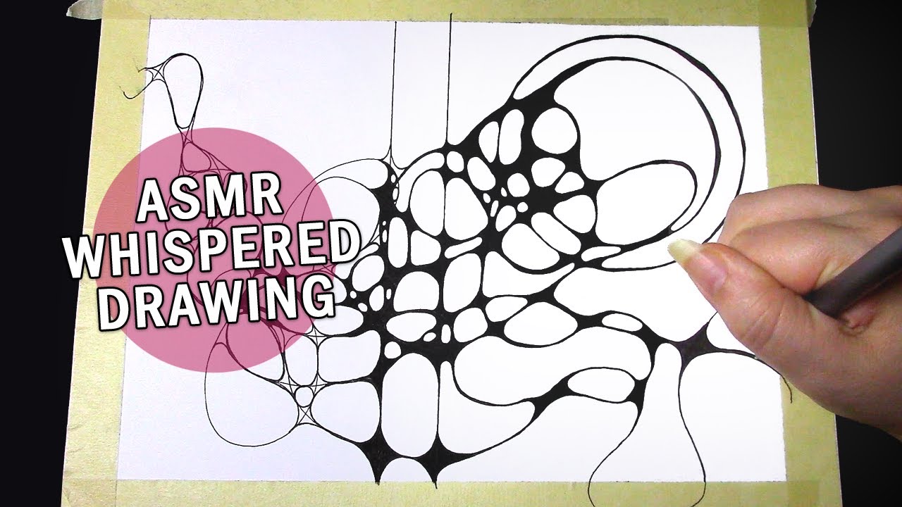 ASMR Whispered Ramble and Neuropathic Doodle, Long Art Video with Whispering and Pen Drawing Sounds