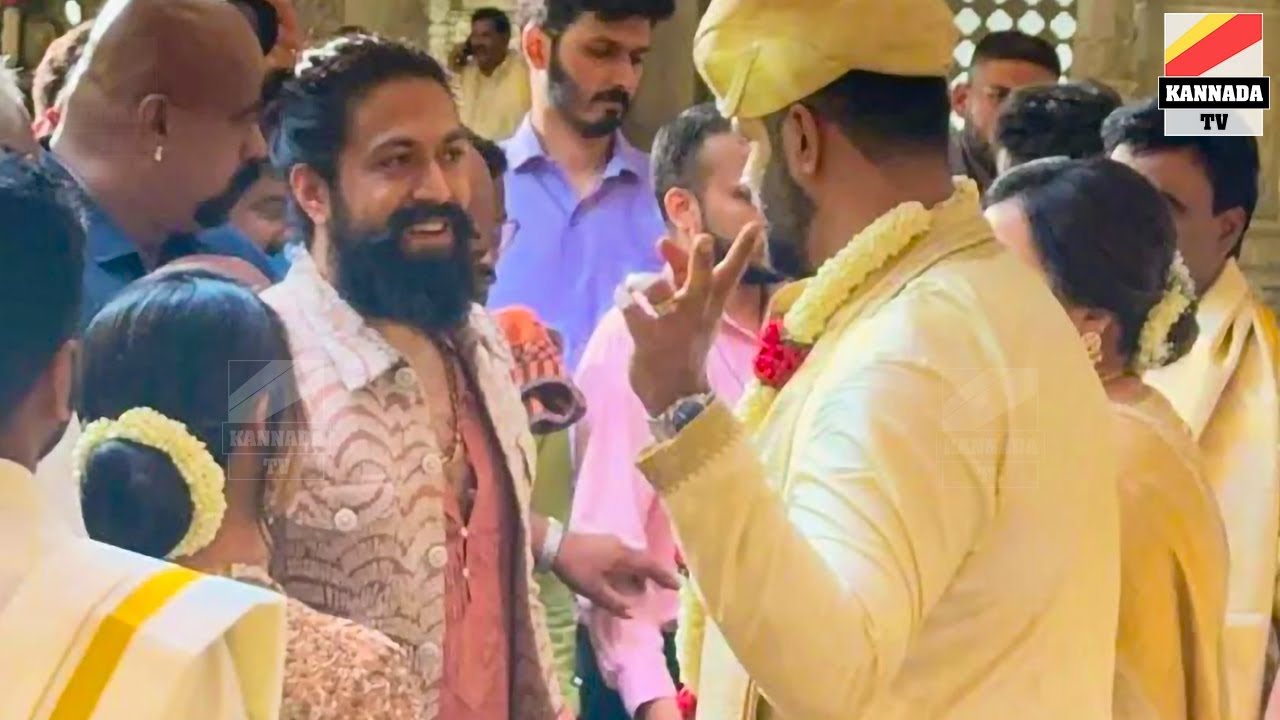 ಅಭಿಷೇಕ್ ಮದುವೆಗೆ ಬಂದ ಯಶ್ | Yash in Abhishek Ambareesh marriage in palace grounds