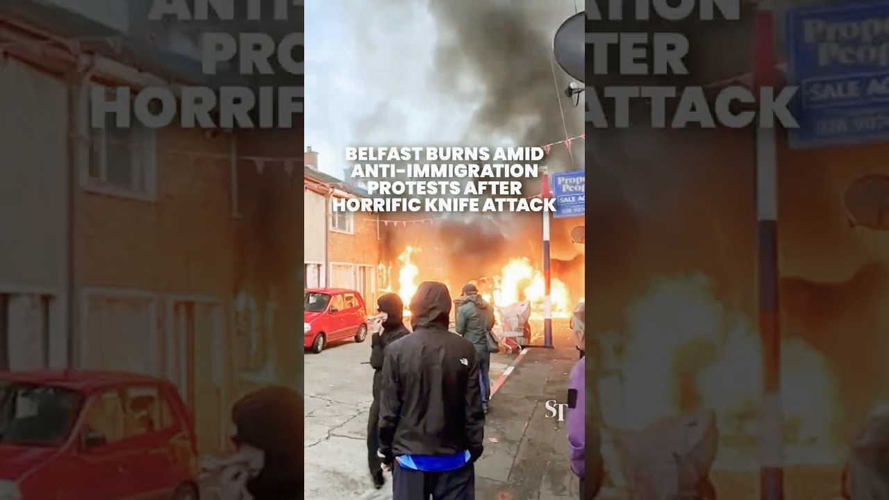 Violence breaks out during anti-immigration protests in Northern Ireland after &lsquo;brutal&rsquo; knife attack