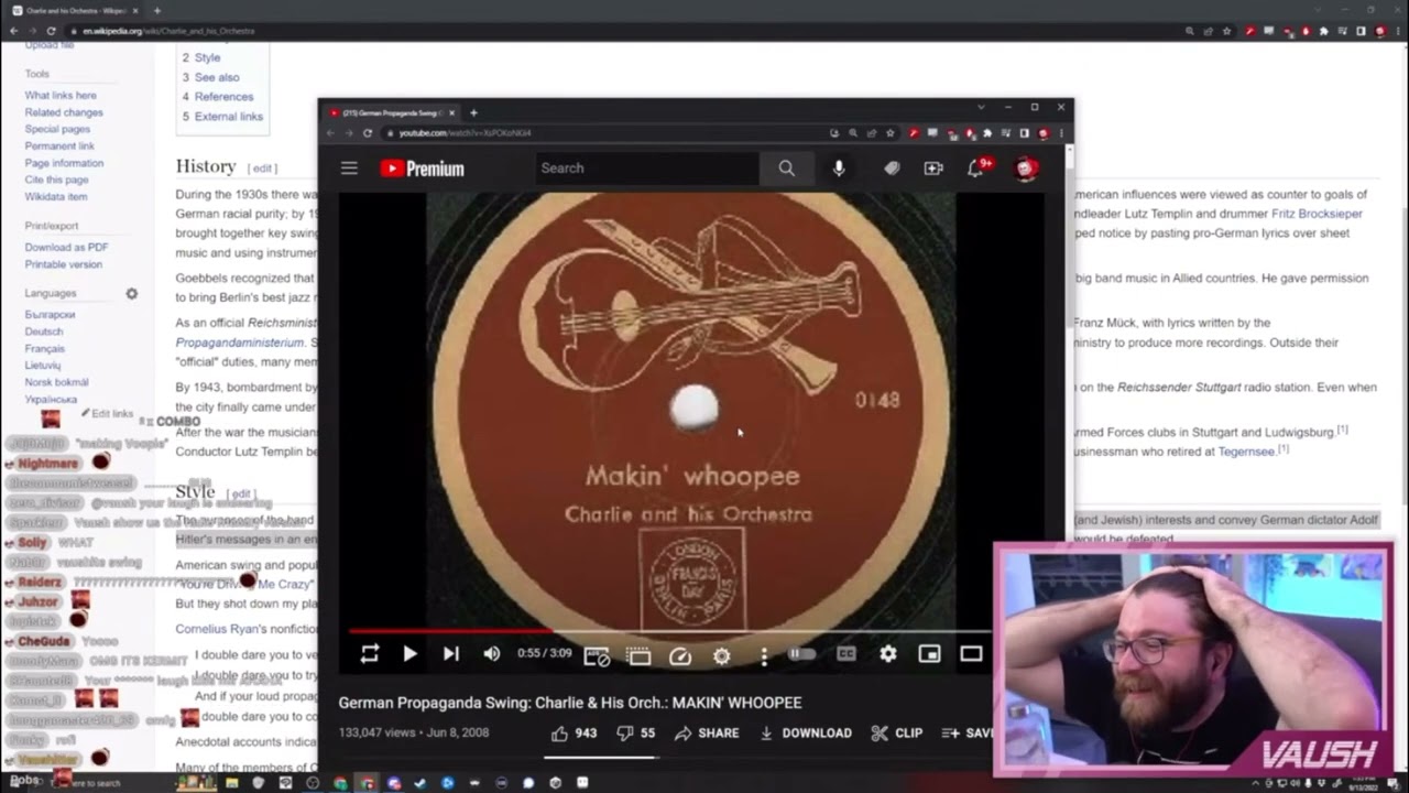 Vaush Reacts to N*zi Swing Music (Full Clip)