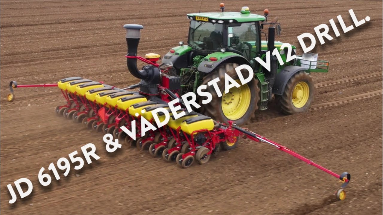 4Kᵁᴴᴰ April 2023: John Deere 6195R tractor & Väderstad Tempo V12 planter working near Snape, Suffolk