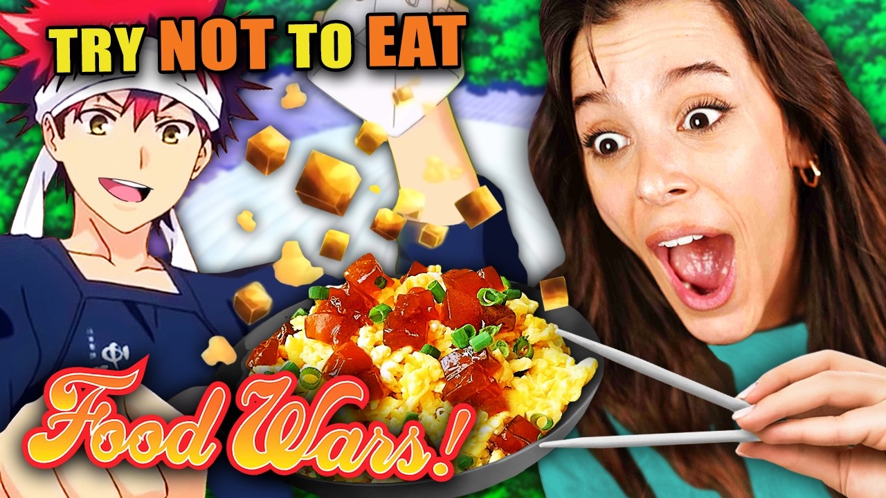 Try Not To Eat - Food Wars! (Curry Risotto Omurice, Hanetsuki Gyoza, Queen's Tart)