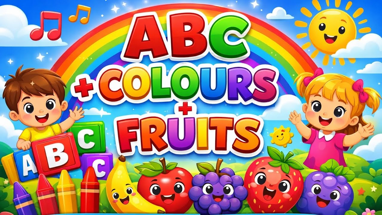 ABC Song + Colour Song + Fruit Song 🎵 | Kids Learning Rhymes for Toddlers | #kids #learning #rhymes 