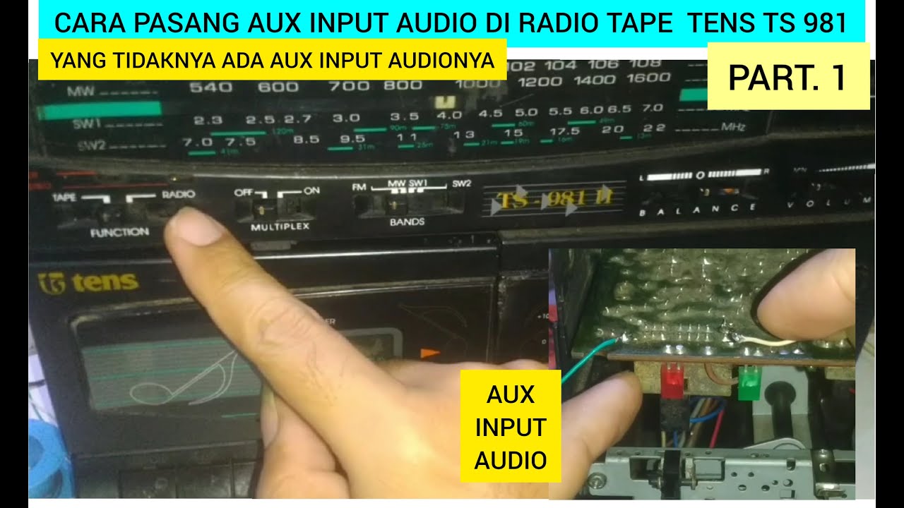 cara pasang AUX input audio di radio tape TENS TS 981 yang tidak ada Aux input audionya