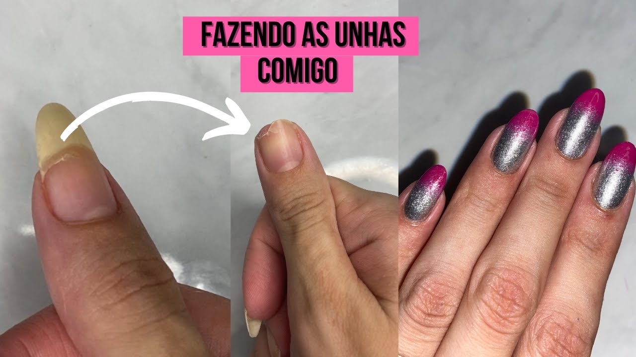 CORTEI A UNHA QUEBRADA, DIMINUI AS UNHAS E FIZ UM DEGRADÊ LINDO