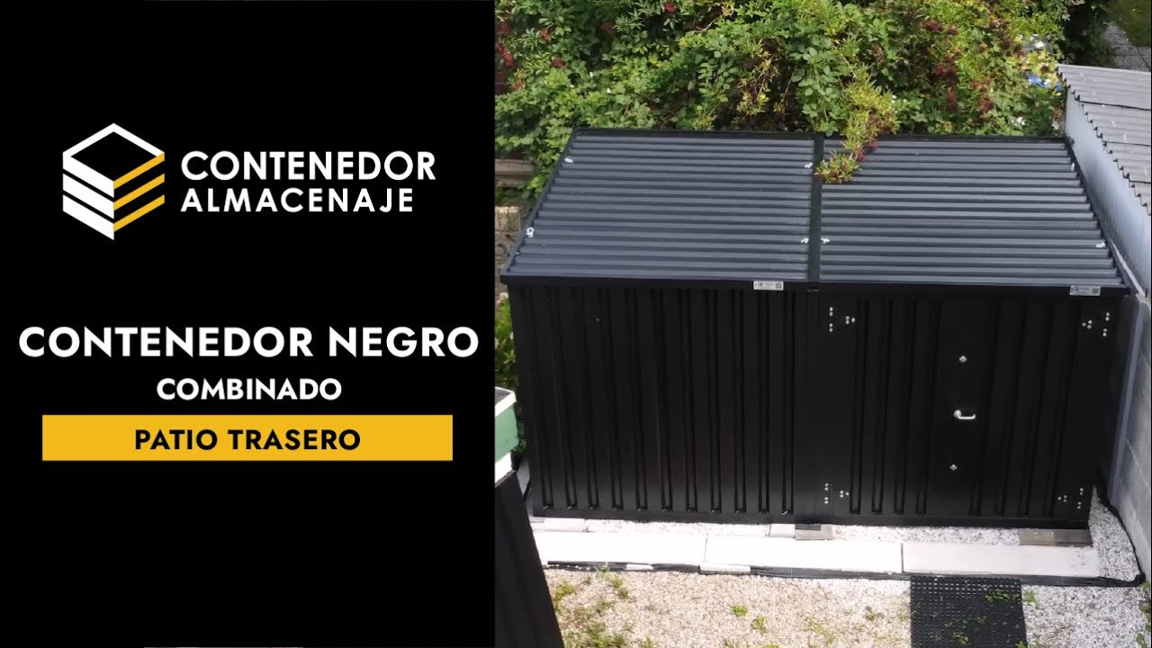Contenedor Negro combinado para el Jardin, RAL 9005 | Contenedor Almacenaje ES