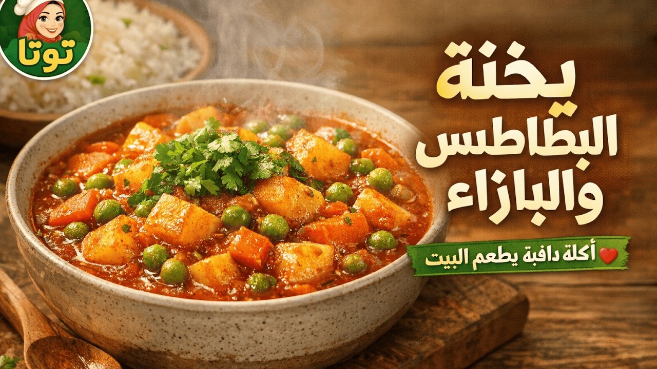 يخنة البطاطس والبازلاء 🍲 | أكلة دافية بطعم البيت من قناة توتا