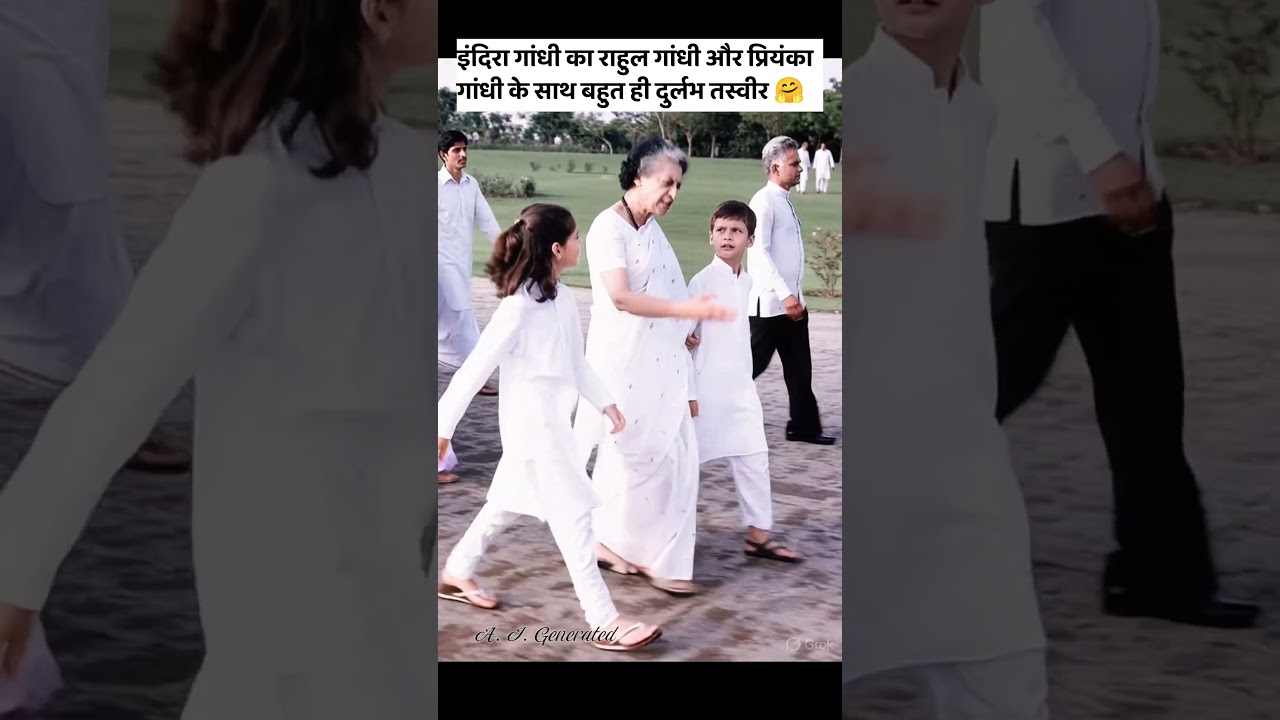 Indira Gandhi with Rahul Gandhi and Priyanka Gandhi