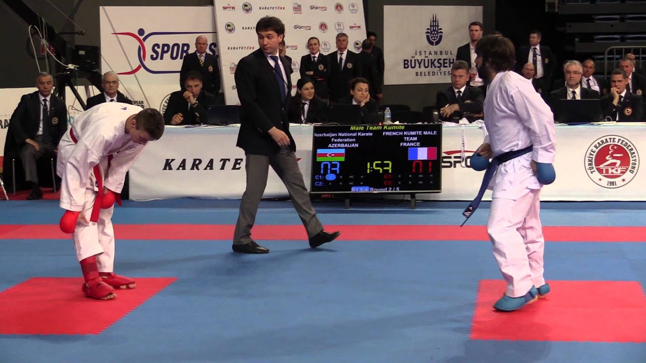 Team Male Kumite. AZERBAIJAN vs FRANCE. 2015 European Karate Championships | WORLD KARATE FEDERATION