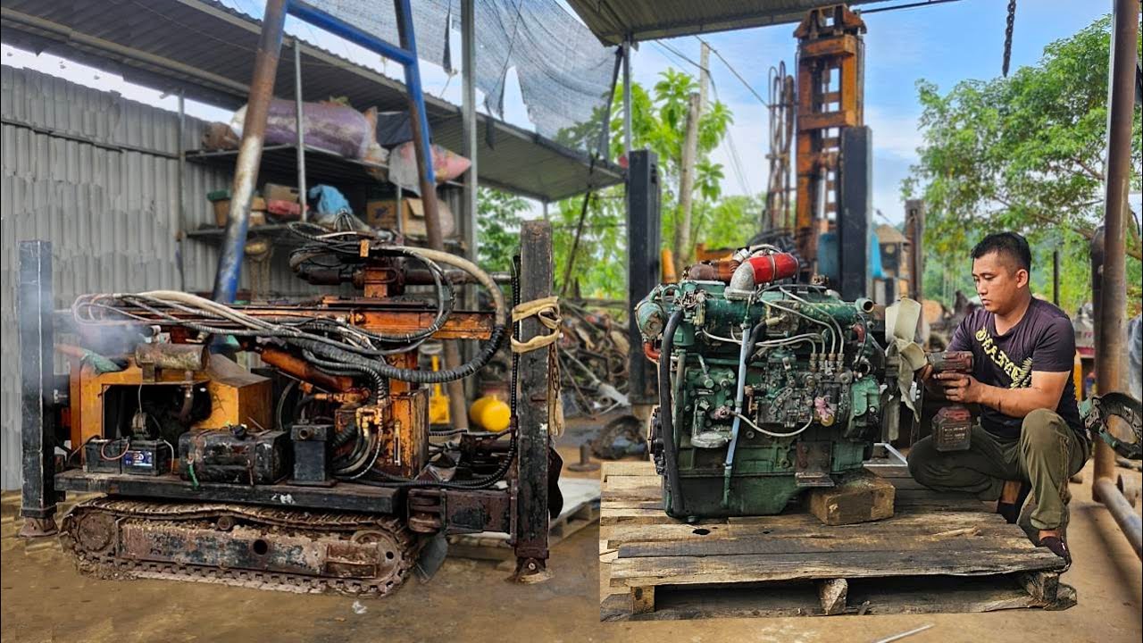 Overhaul, Epic Engine Repair: Crawler Hydraulic Drilling Rig Restored In The Rain