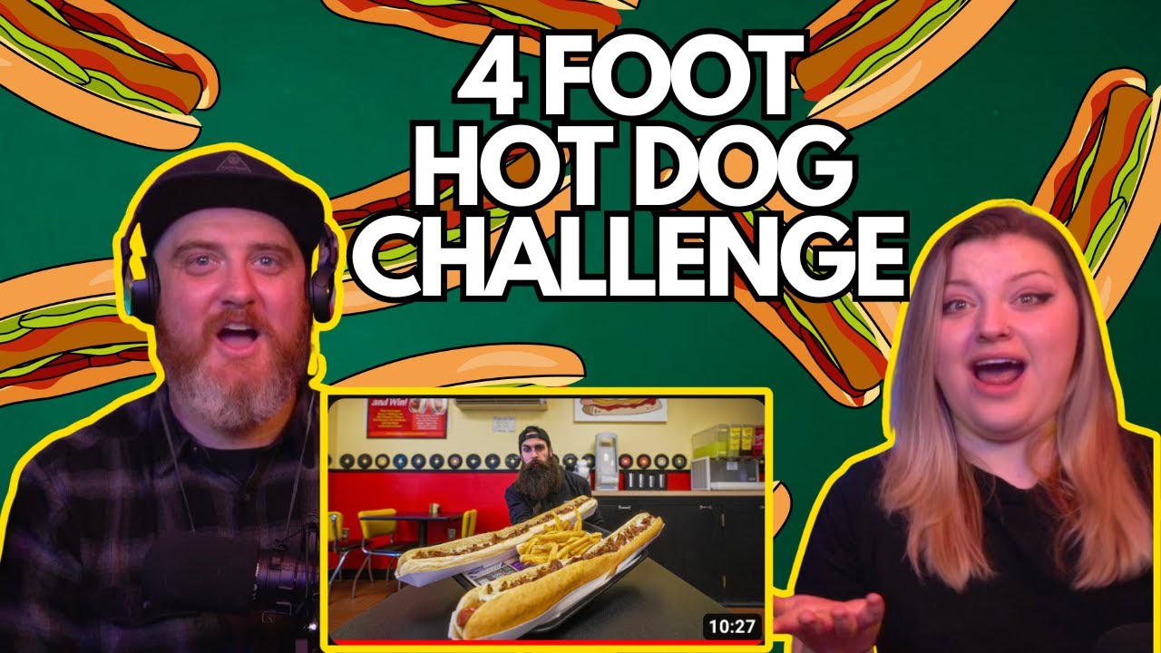 4 FOOT HOT DOG CHALLENGE!@BeardMeatsFood | HatGuy & @Gnarly Nikki React