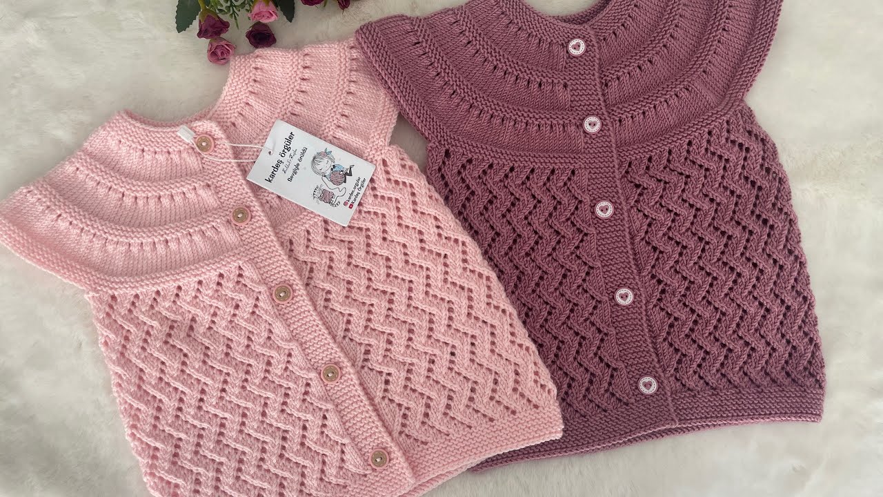 Kolay Bebek Yeleği 🧶 Yakadan Başlama Bebek  Yeleği #örgü #handmade #crochet #diy