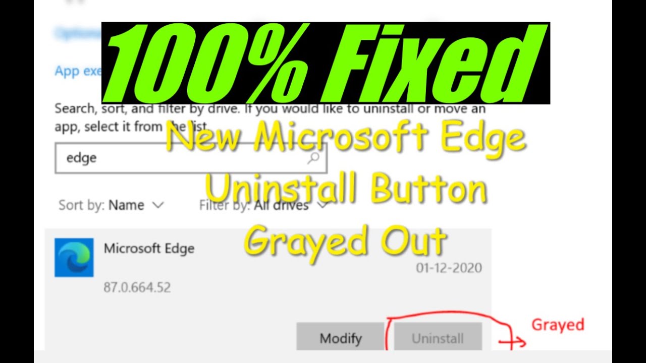 Кнопка удаления Microsoft Edge неактивна: как вернуться к старой версии Edge | Исправление 100%