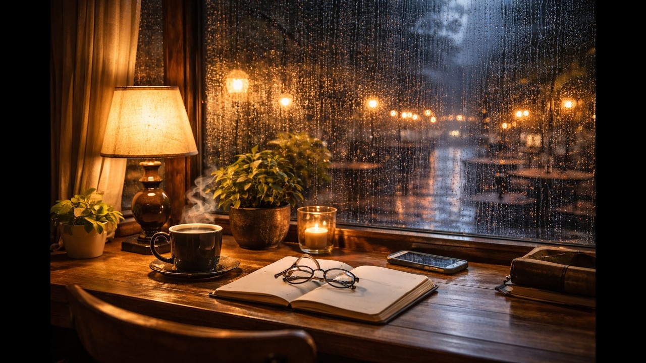Rain Ambience ☕ Cozy Cafe Rain Sounds for Focus, Relax & Sleep (1 Hour 29 Minutes)