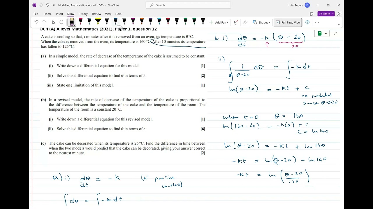 OCR A Mathematics A level 2021, Paper 1, question 12