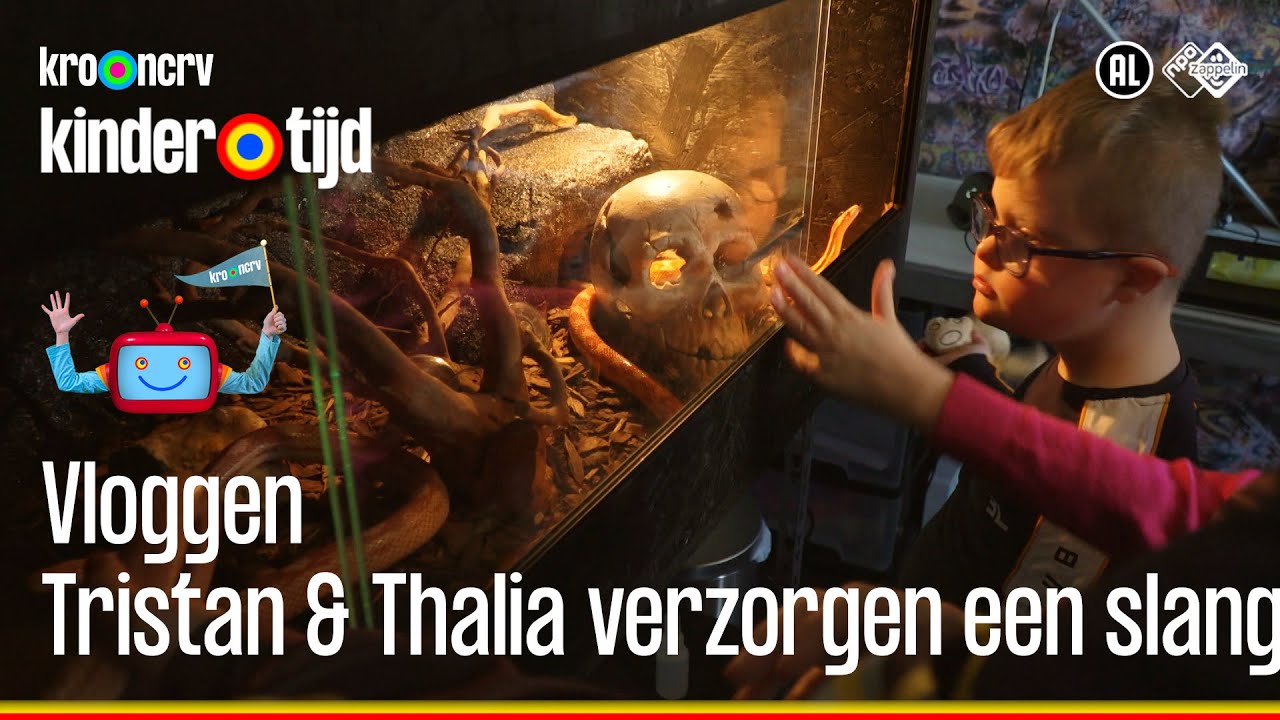 📱📹 Tristan & Thalia verzorgen een slang | Vloggen  (Kindertijd KRO-NCRV)