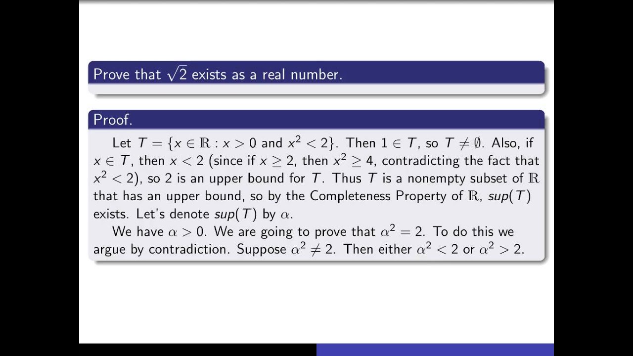 Section 3.4, part 4 Existence of the square root of 2