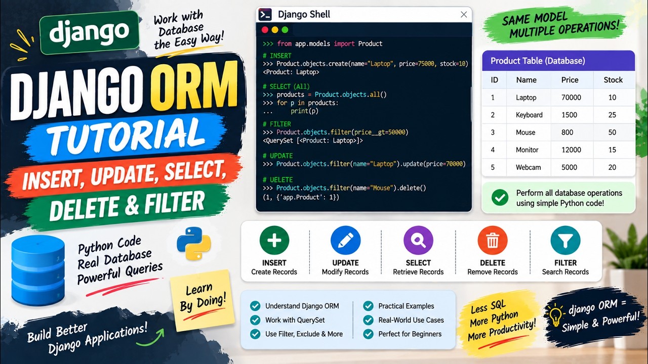 Django ORM Tutorial: Insert, Update, Select, Delete & Filter