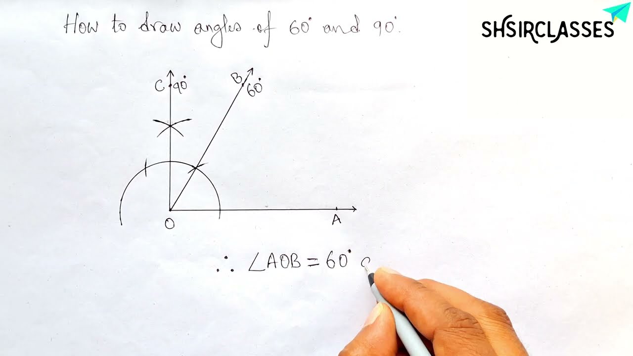 How to draw angles of 60 degree and 90 degree with the help of compass. 
