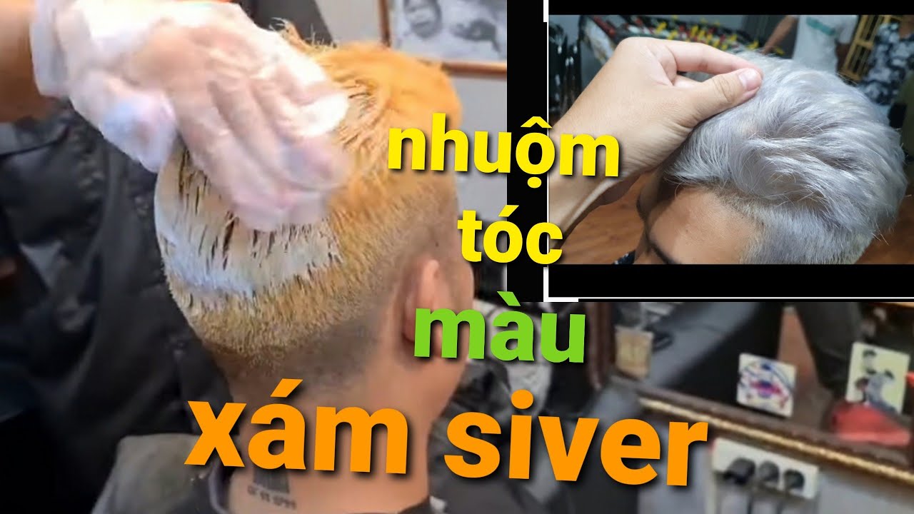 Hướng dẫn chi tiết nhuộm màu TRẮNG SIVER ( xám bạc) từ A - Z | nhớ xem hết clip | QC BARBER SHOP