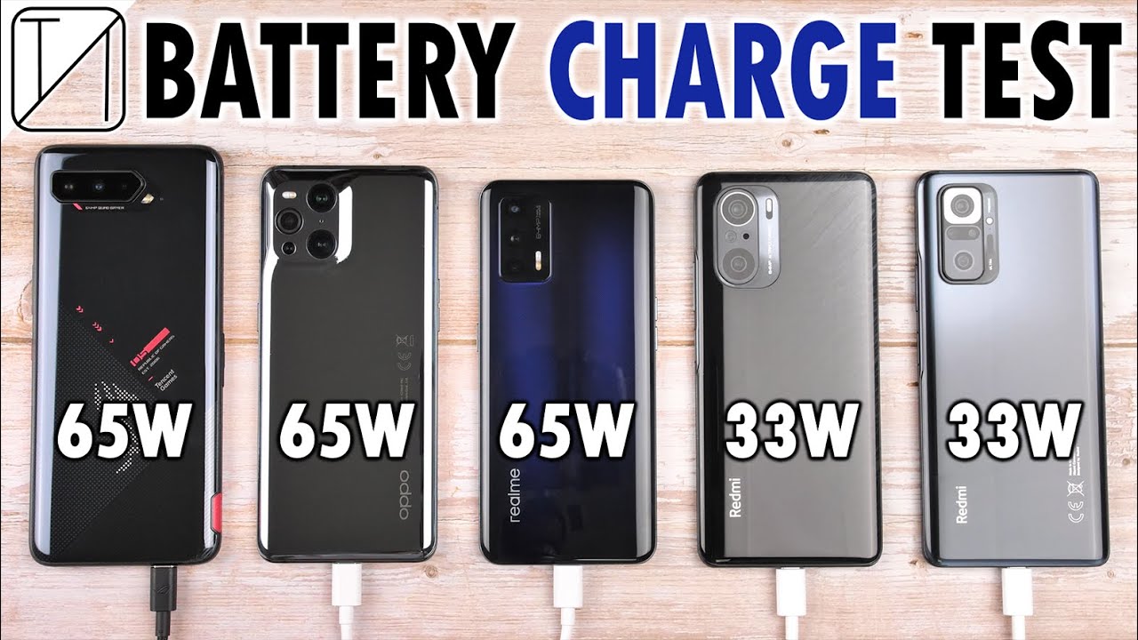 Asus ROG Phone 5 vs OPPO Find X3 Pro / Realme GT / Redmi K40 Pro / Note 10 Pro Charging Speed Test